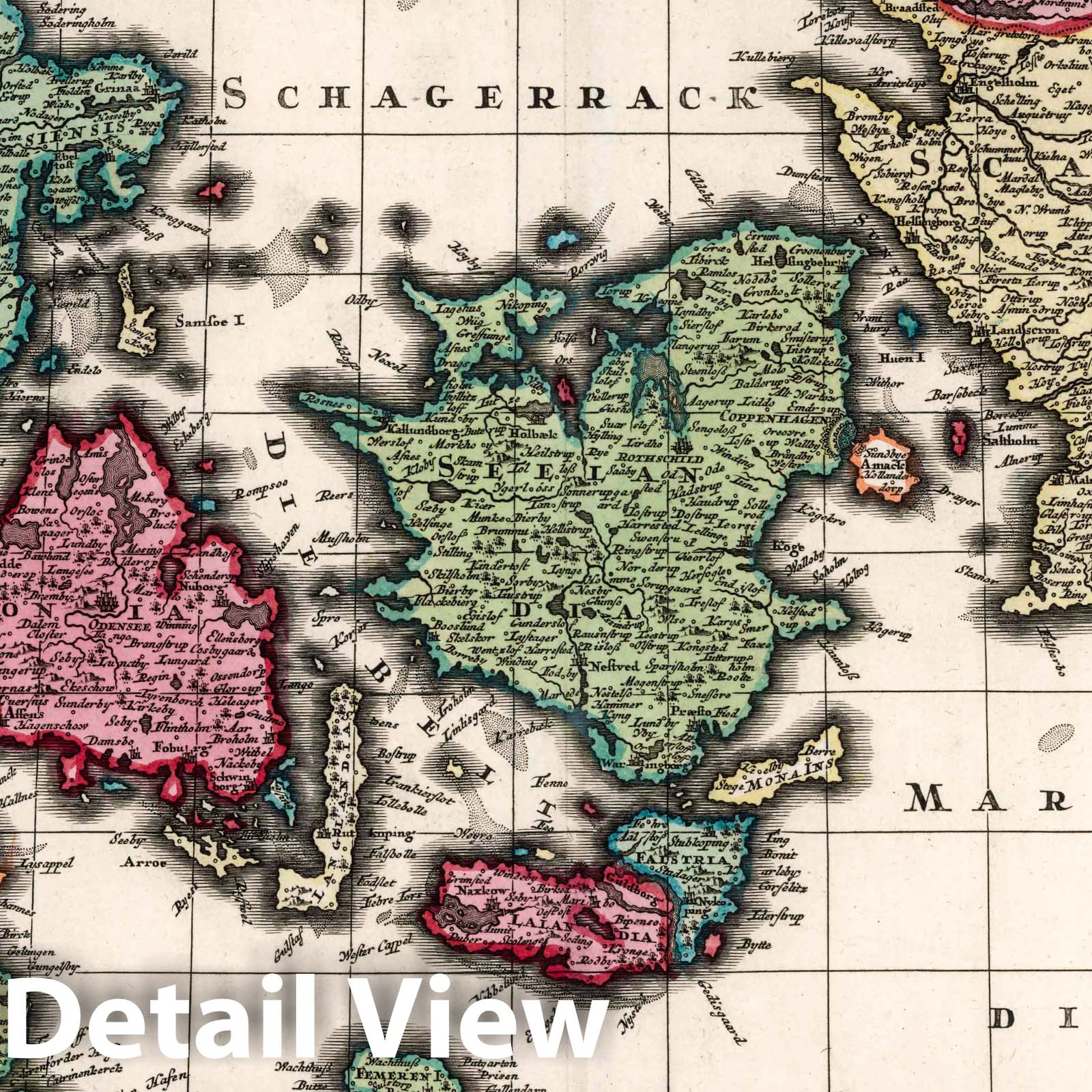 Denmark, 1727 - Historical Map Print from Atlas Novus