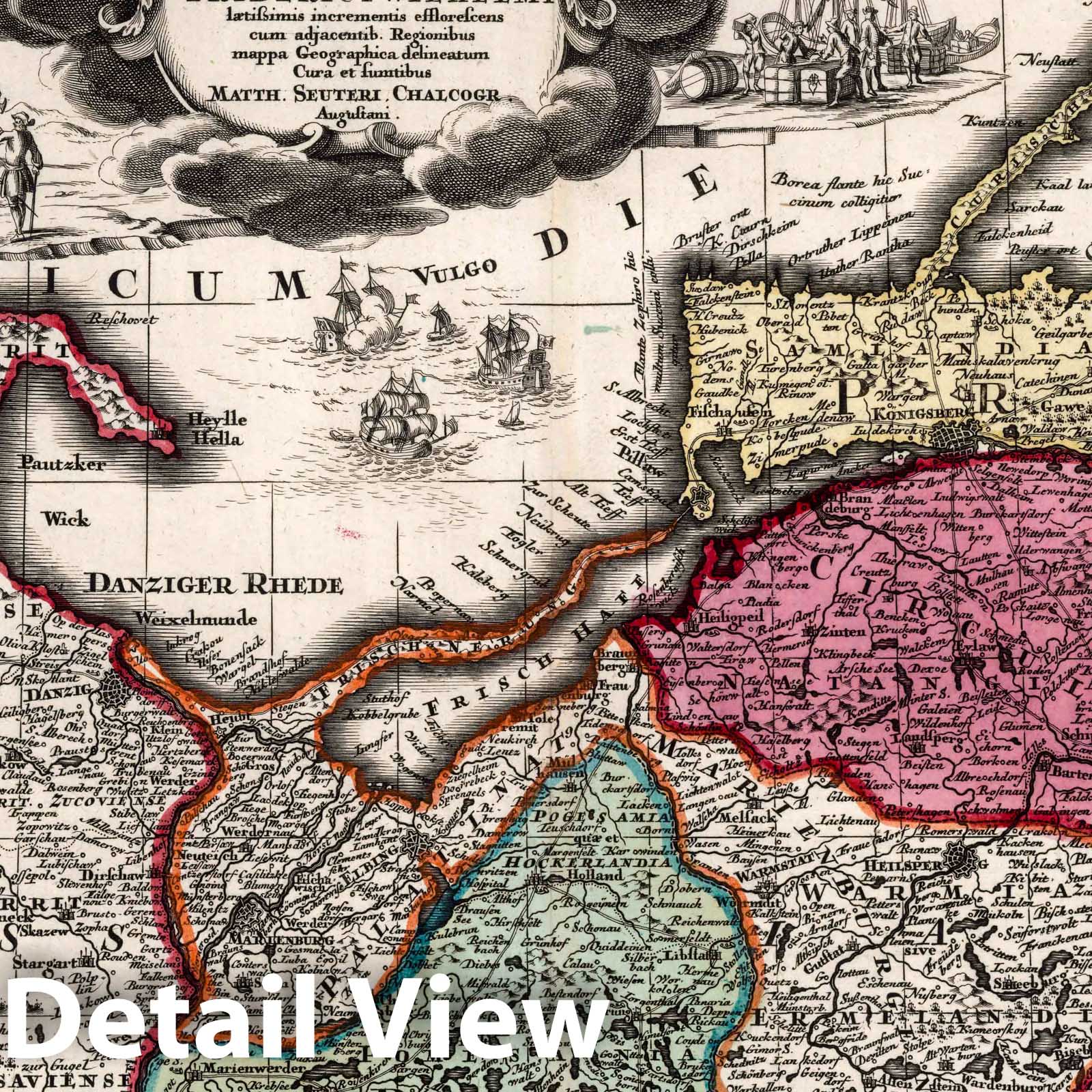 Prussia (East Prussia Region) 1727 Historical Map Print