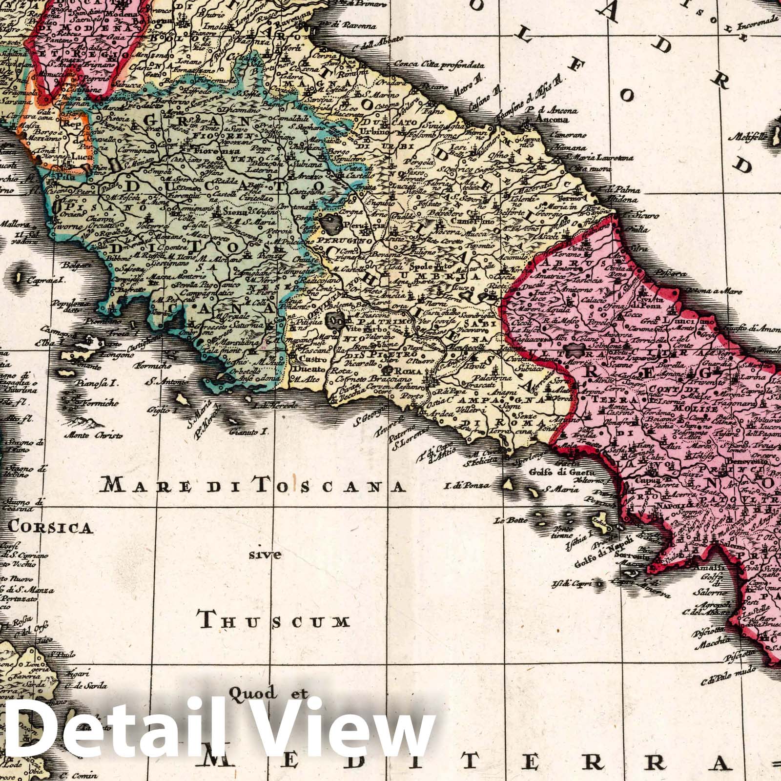 Italy, Sardinia and Corsica - 1727 Historical Map Print