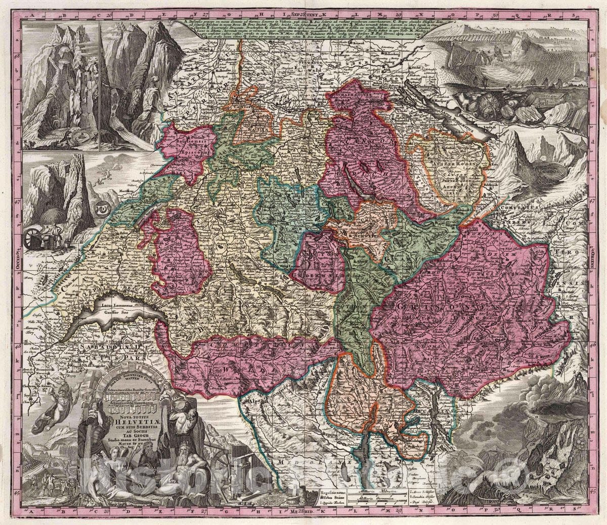 Historic Map : Switzerland, 23. Nova totius Helvetiae, 1727 Atlas , Vintage Wall Art