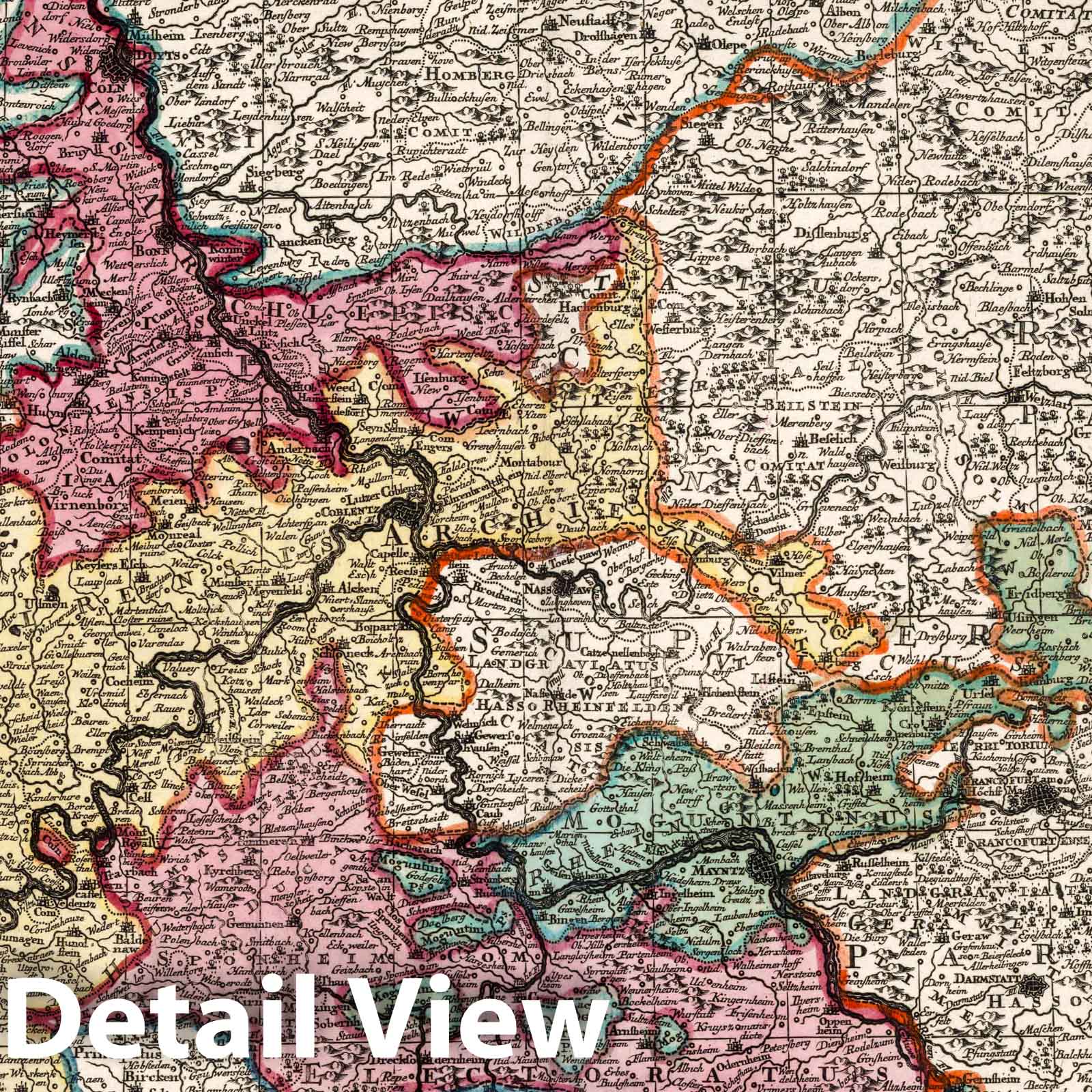 Lower Rhine Circle (Rhineland), 1730 - Historical Map Print
