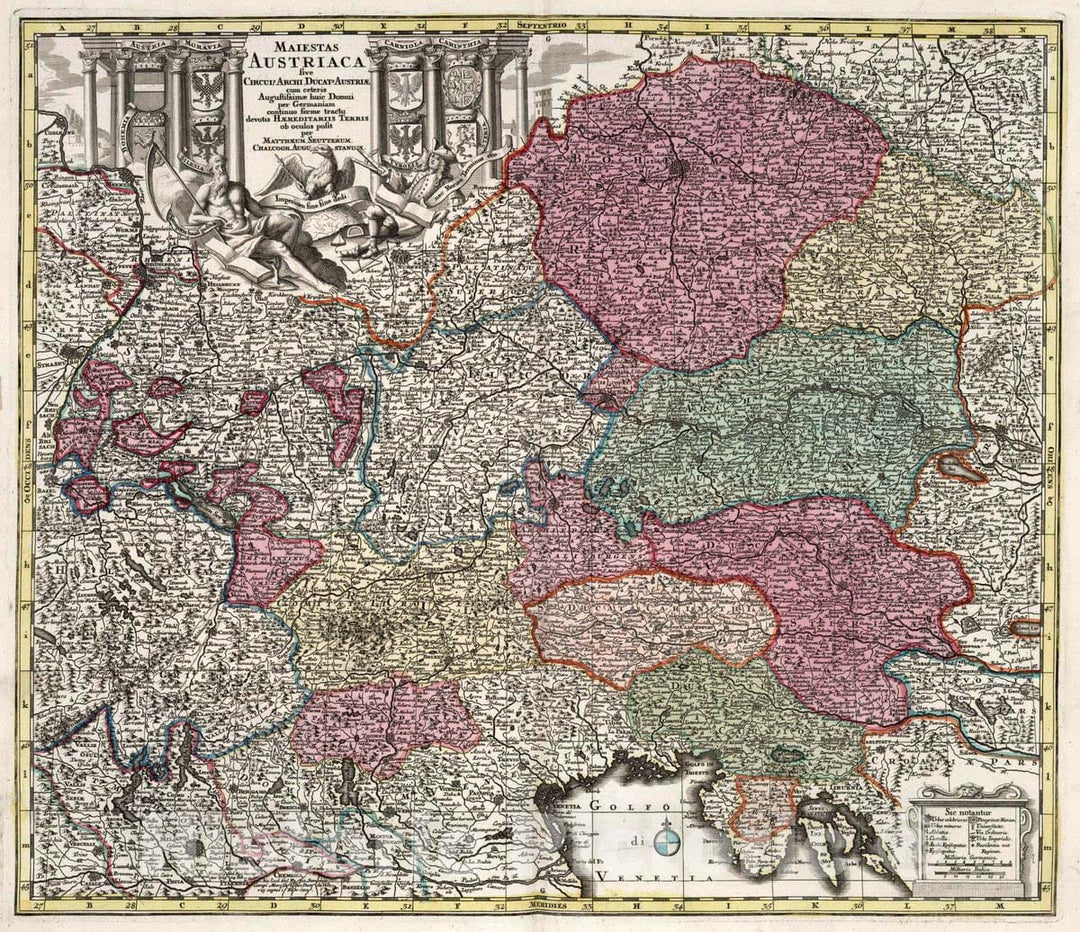 Historic Map : Austria, 36. Majestas Austriaca, 1729 Atlas , Vintage Wall Art