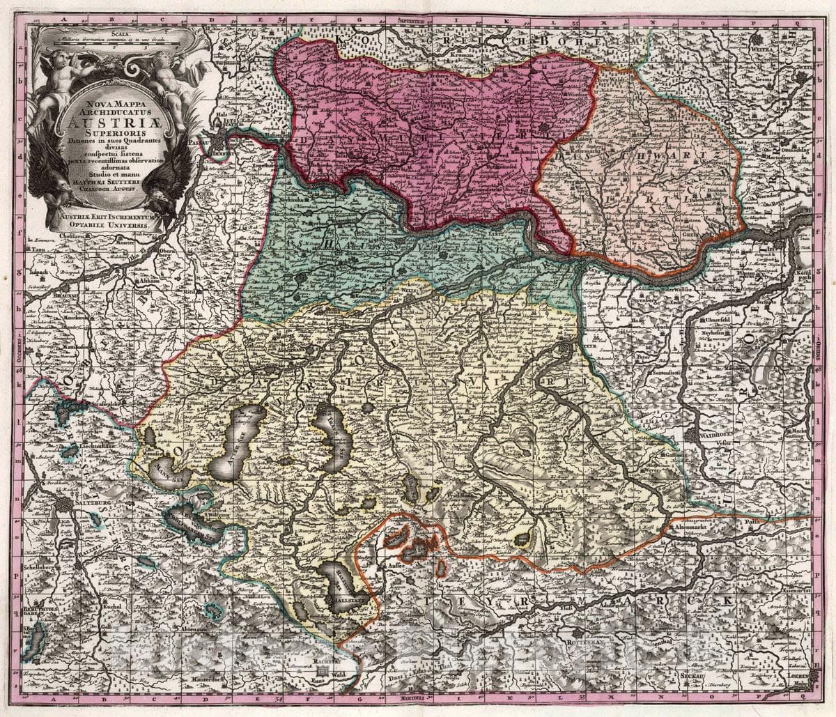 Historic Map : Austria, 37. NovHistoric Mappa Archiducatus Austriae Superioris, 1729 Atlas , Vintage Wall Art