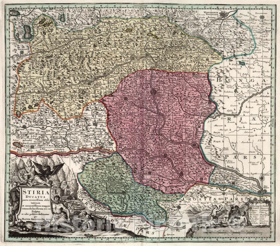 Historic Map : Stiria (Austria) 39. Stiria Ducatus, 1729 Atlas , Vintage Wall Art