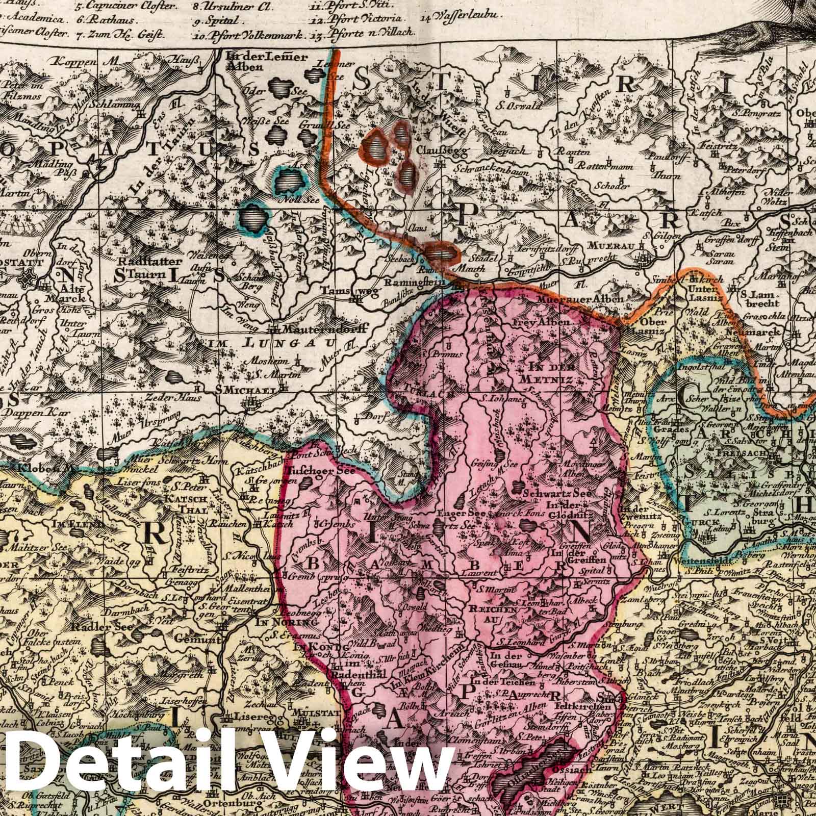 Carinthia, Austria 1729 - Historical Map Print from Seutter's Atlas Novus