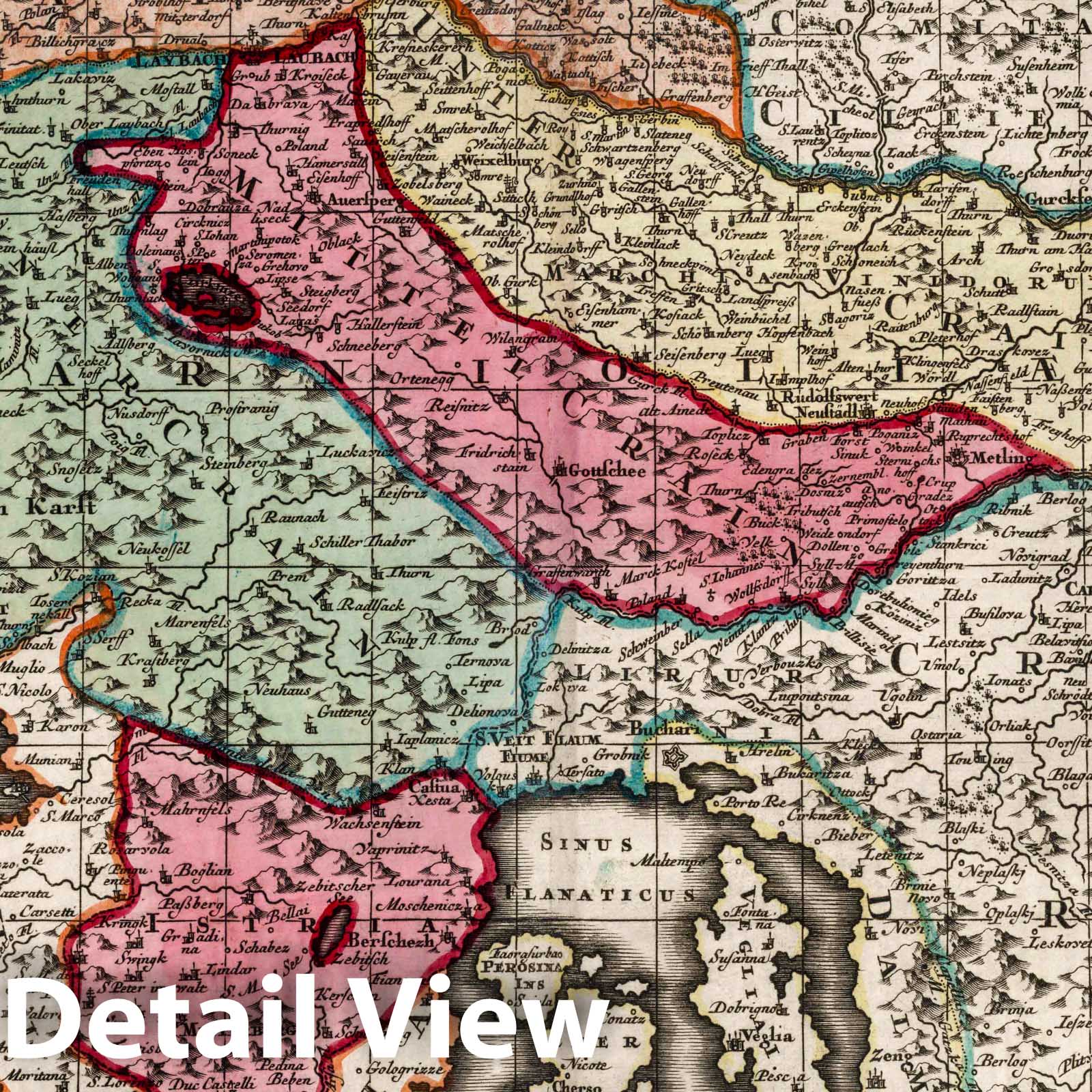 Carniola, Slovenia, Croatia 1729 - Historical Map Print