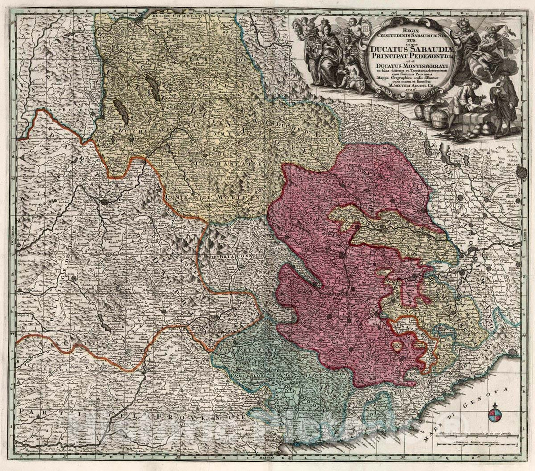 Historic Map : Savoy , France 43. Regiae Celsitudinis Sabaudicae Status in quo Ducatus Sabaudiae Principat. Pedemontium ut et Ducatus Montisferrati, 1729, Vintage Wall Art