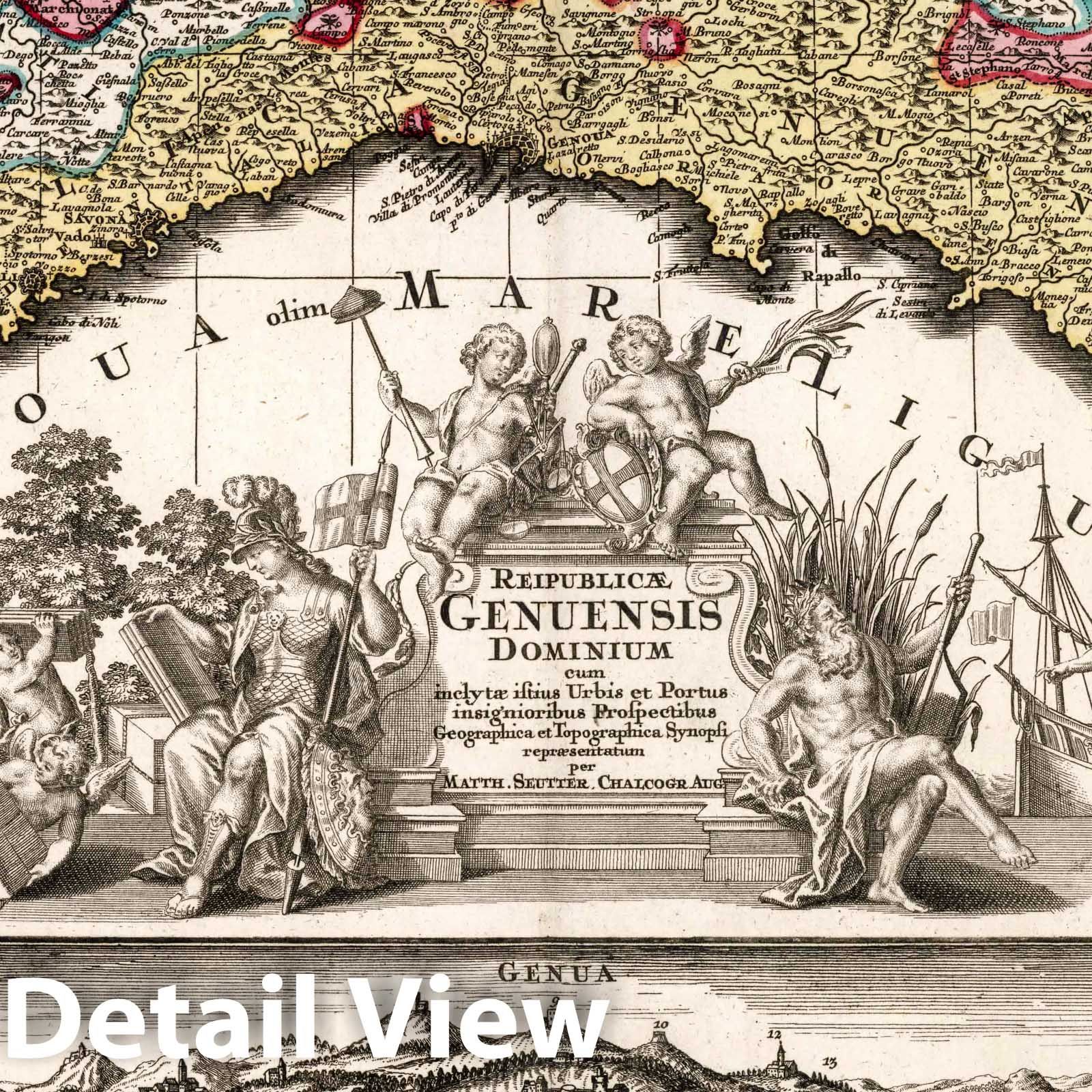 Genoa Italy - Plate No. 45, 1730 Historical Map Print