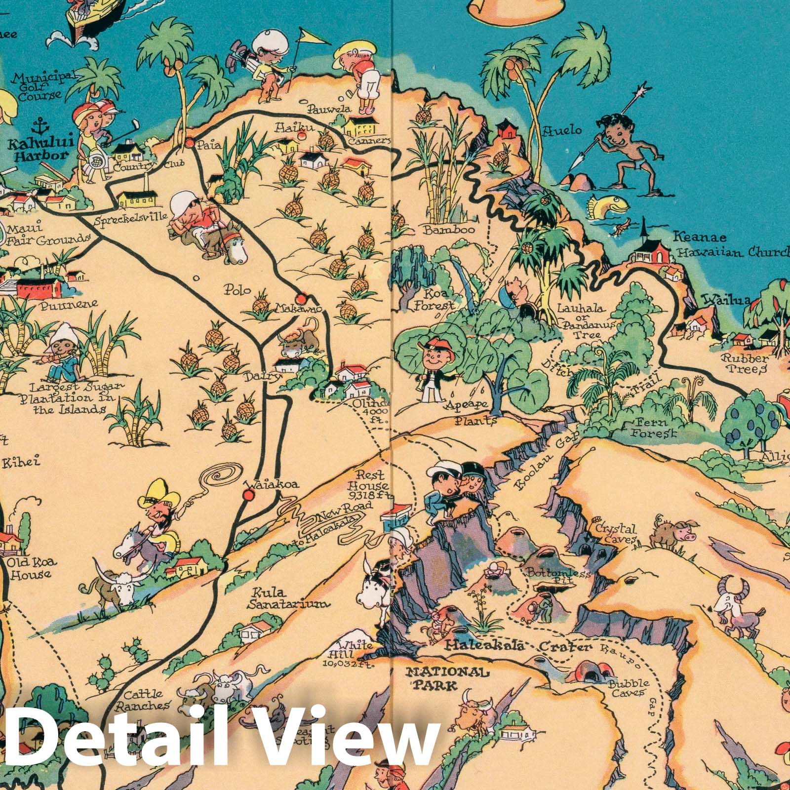 Maui - Pictorial Map, 1935 - Historical Map Print