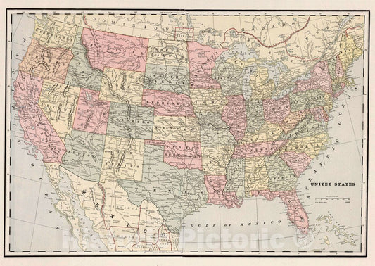 Historic Map : United States, 1892 Atlas - Vintage Wall Art