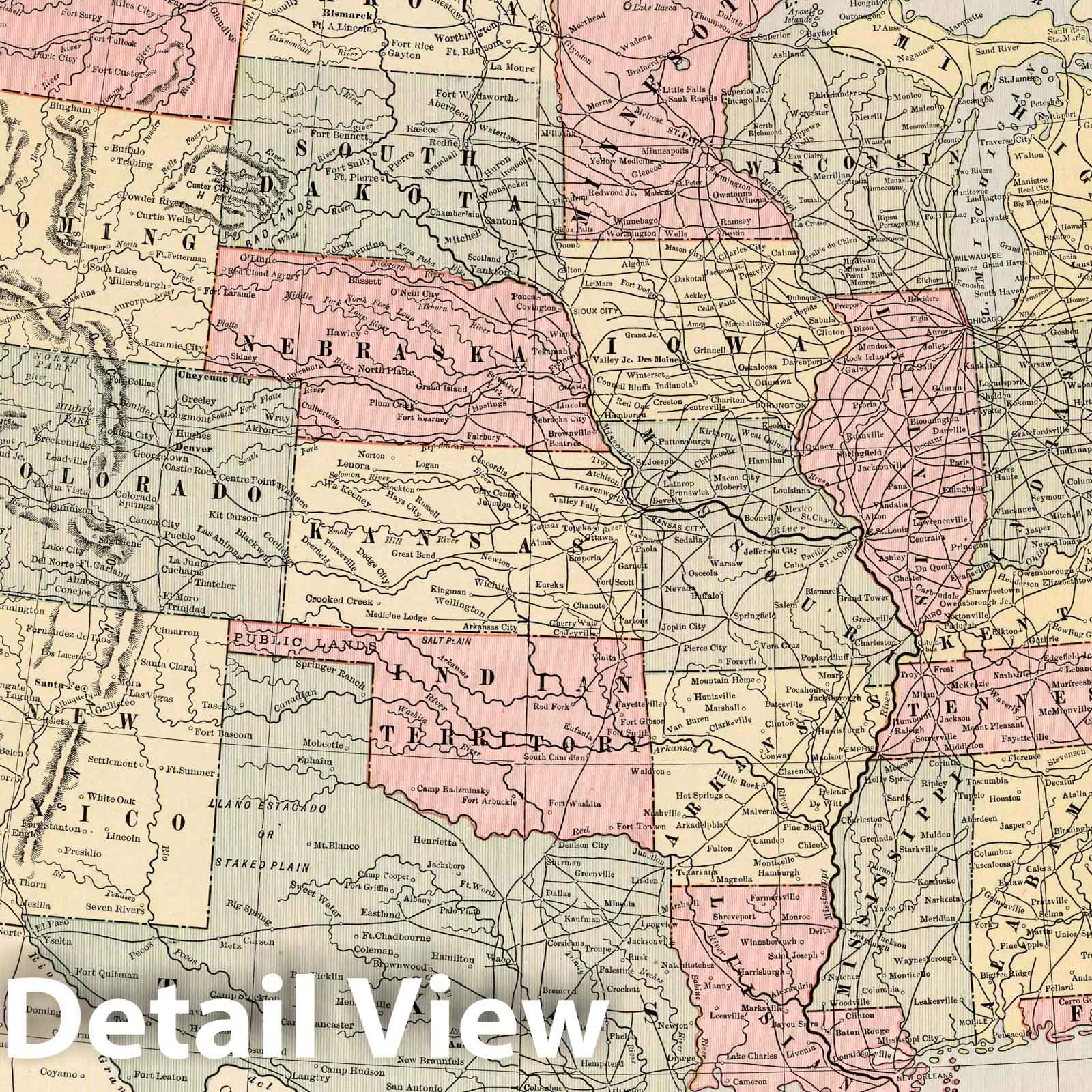 United States - Railroad Map, 1892 - Cleveland Ohio Historical Map Print