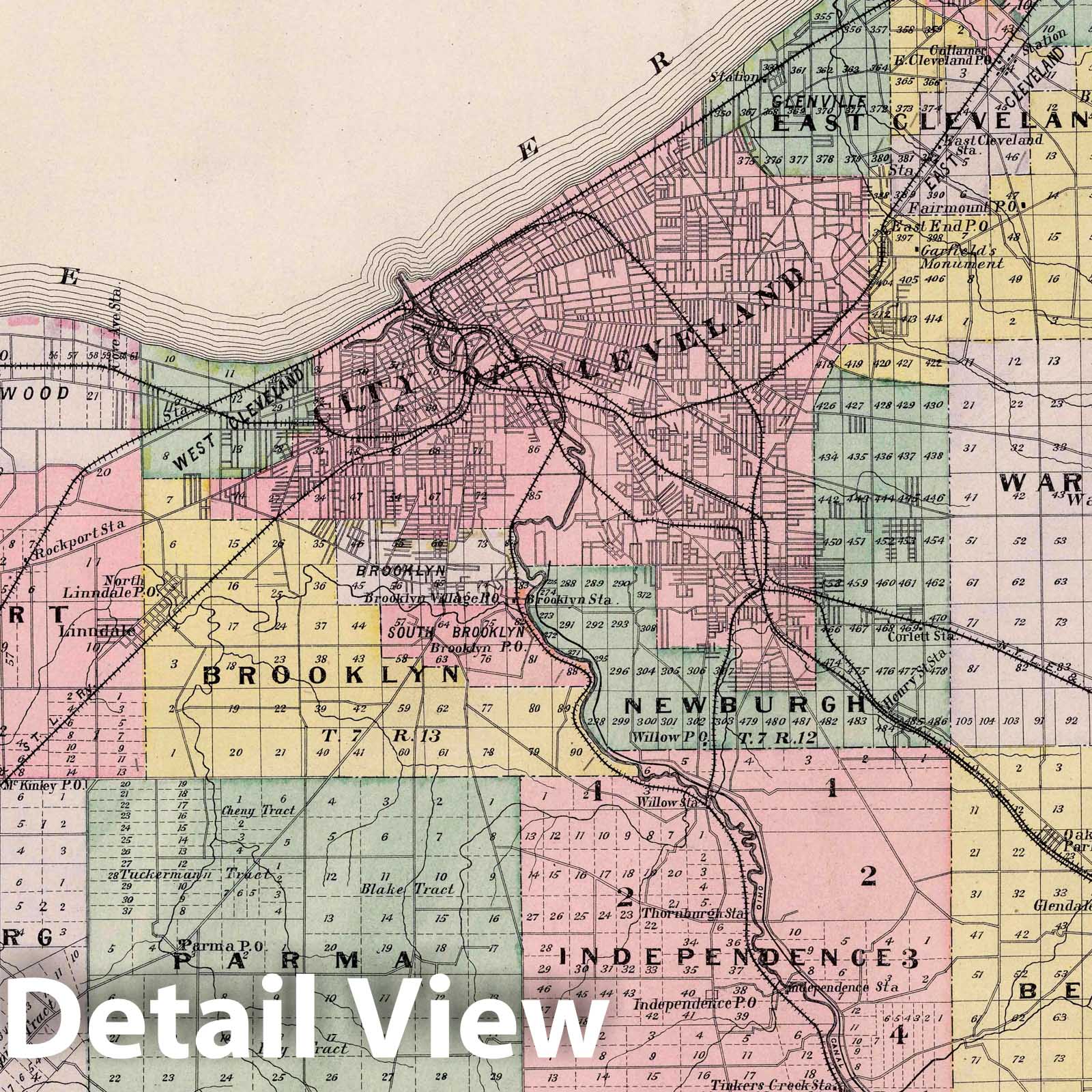 Cuyahoga County Ohio 1892 Historical Map Print