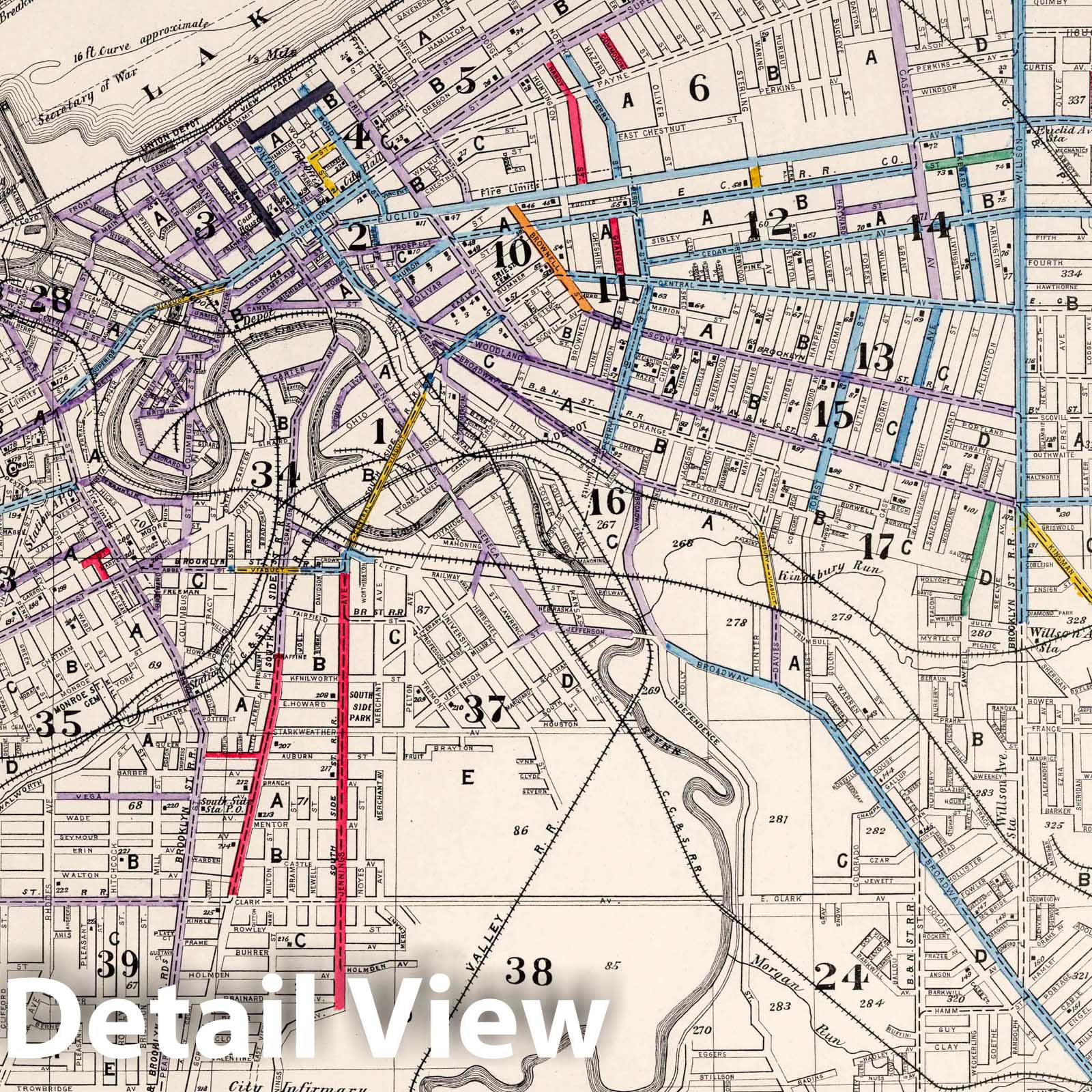 Cleveland, Ohio - Roads, 1892 - Historical Map Print