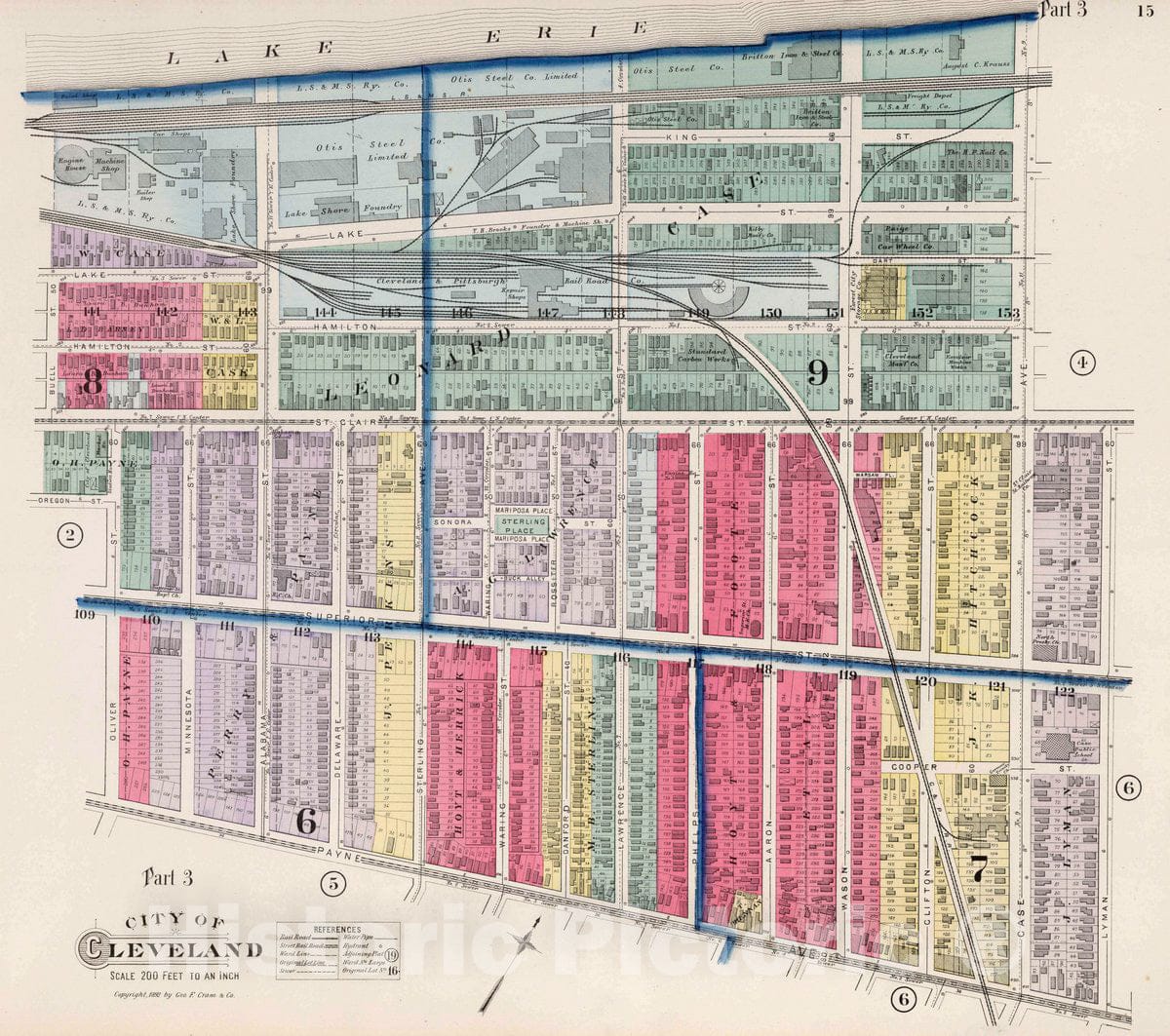 Historic Map : Part 3. City of Cleveland, 1892 Atlas - Vintage Wall Art