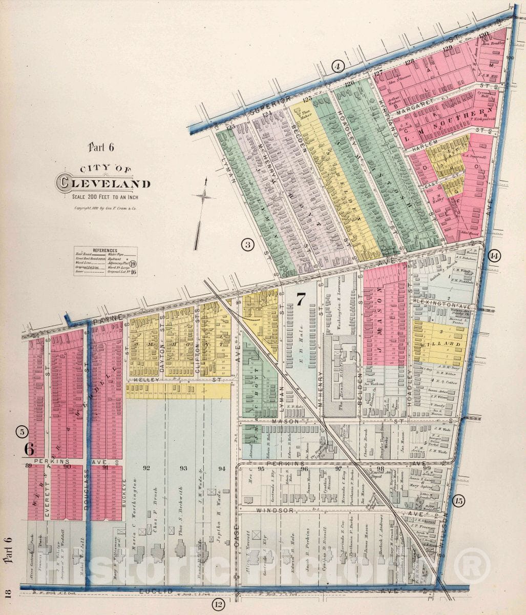 Historic Map : Part 6. City of Cleveland, 1892 Atlas - Vintage Wall Art