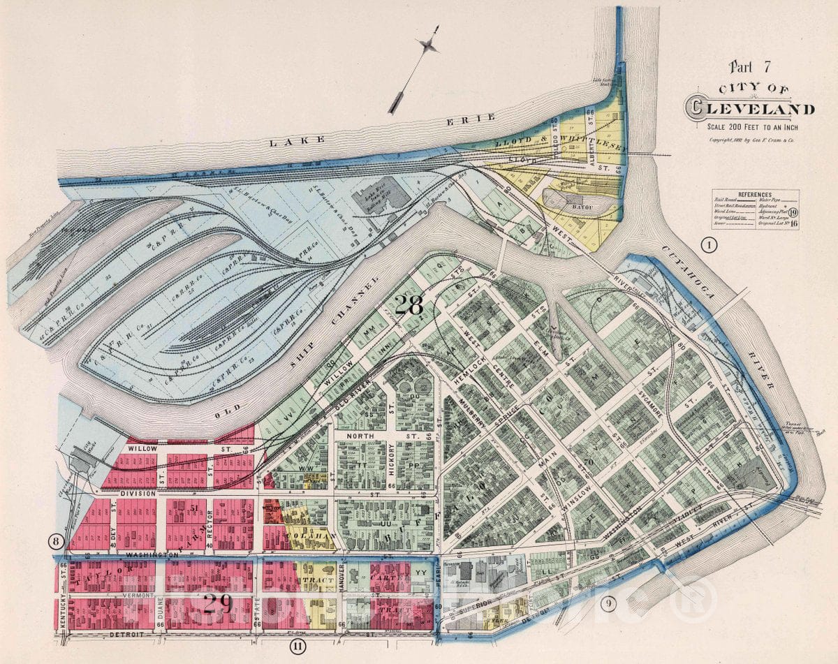 Historic Map : Part 7. City of Cleveland, 1892 Atlas - Vintage Wall Art