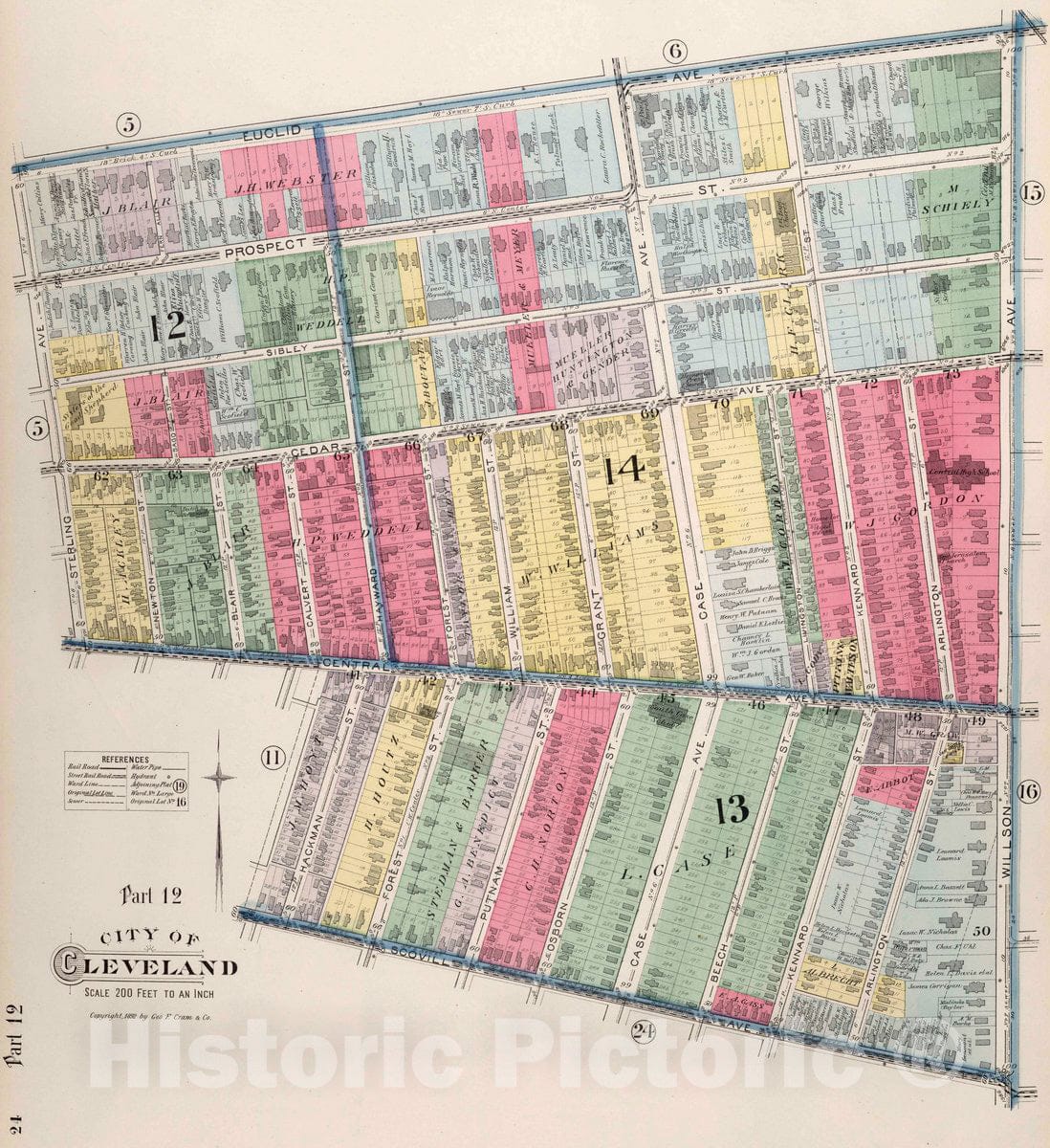Historic Map : Part 12. City of Cleveland, 1892 Atlas - Vintage Wall Art