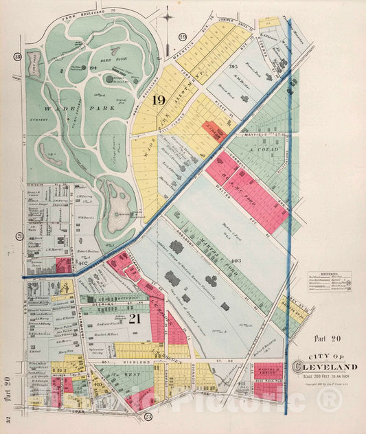Cleveland, Ohio - Part 20, 1892 - Historical Map Print from Atlas of Cuyahoga County
