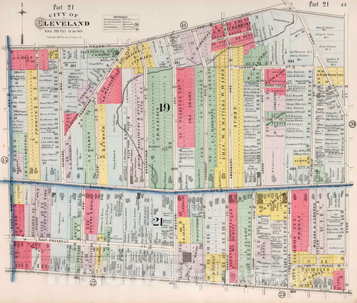 Cleveland, Ohio - Part 21, 1892 - Historical Map Print from Cuyahoga County Atlas