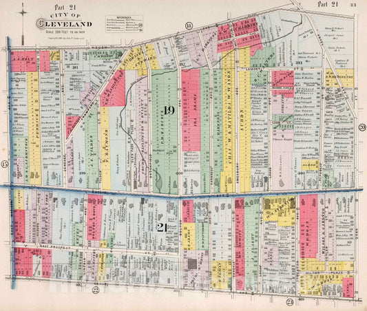 Cleveland, Ohio - Part 21, 1892 - Historical Map Print from Cuyahoga County Atlas