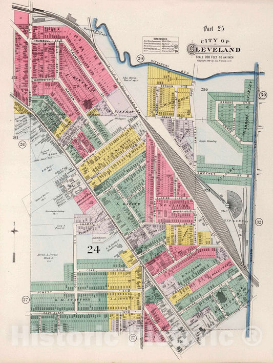 Cleveland, Ohio - Plate No. 25, 1892 - Historical Map Print
