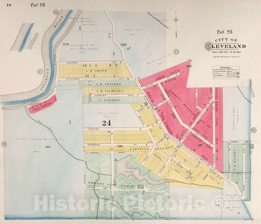 Cleveland, Ohio - Plate No. 28, 1892 - Historical Map Print