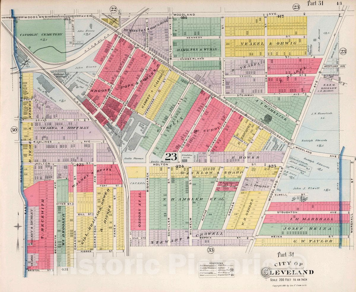 Cleveland, Ohio - Plate No. 31, 1892 - Historical Map Print