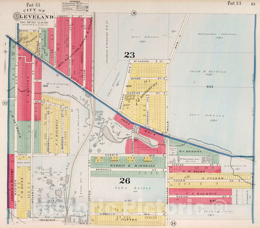 Cleveland, Ohio - Plate No. 33, 1892 - Historical Map Print