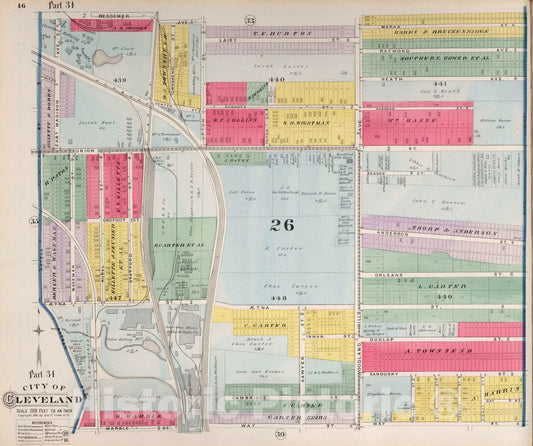 Cleveland, Ohio - Plate No. 34, 1892 - Historical Map Print