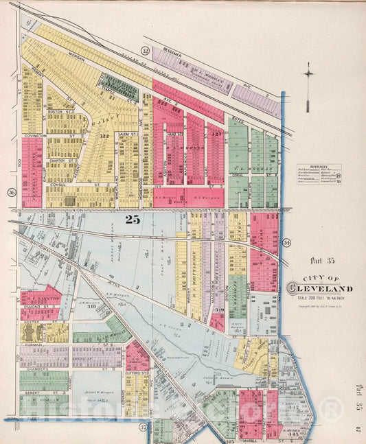 Cleveland, Ohio - Plate No. 35, 1892 - Historical Map Print