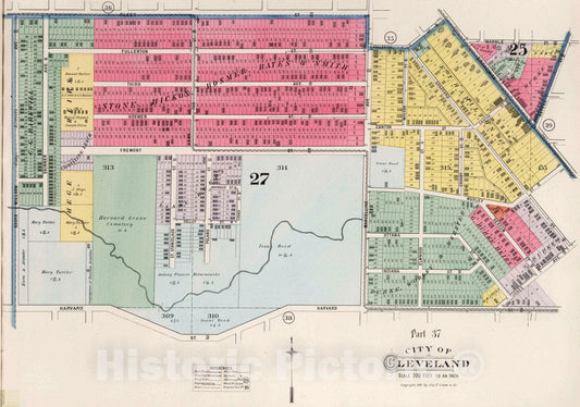 Cleveland, Ohio - Plate No. 37, 1892 - Historical Map Reproduction