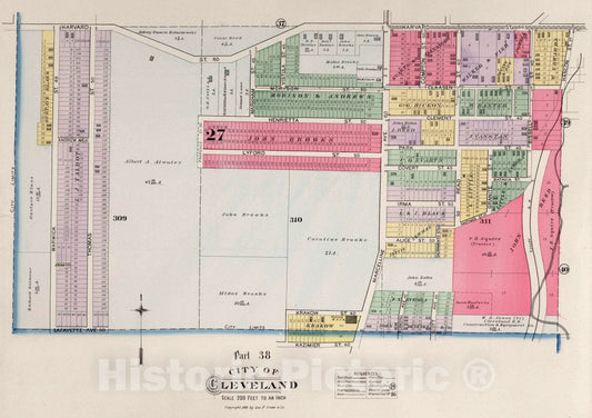 Cleveland, Ohio - Plate No. 38, 1892 - Historical Map Print