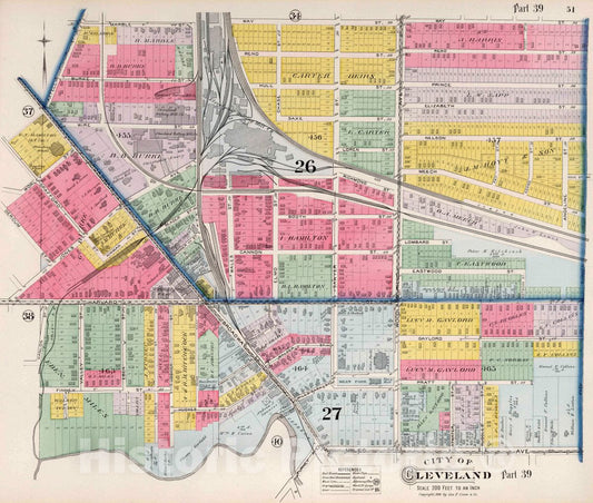 Cleveland, Ohio - Plate No. 39, 1892 - Historical Map Print