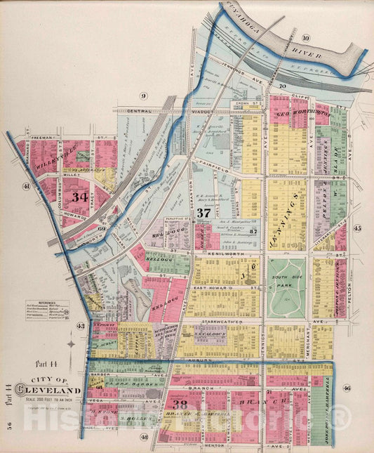Cleveland, Ohio - Part 44, 1892 - Historical Map Print