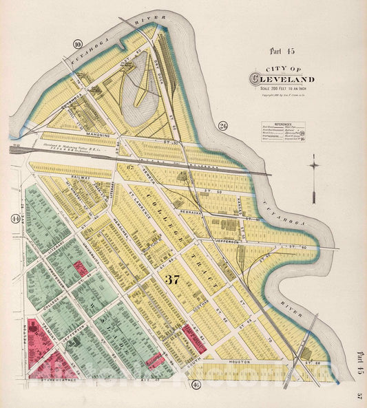 Cleveland, Ohio - Part 45, 1892 - Historical Map Print from Cram's Atlas