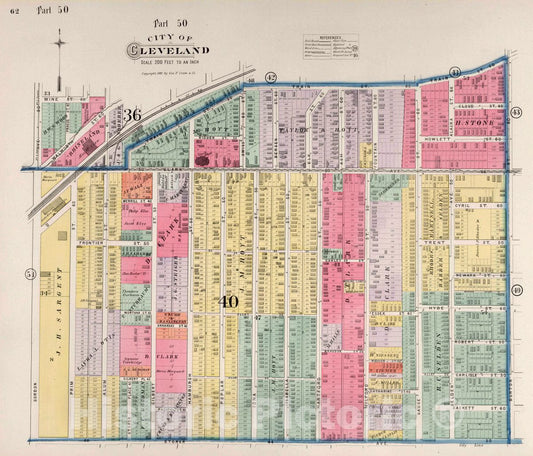Cleveland, Ohio - Part 50, 1892 - Historical Map Print from Cuyahoga County Atlas