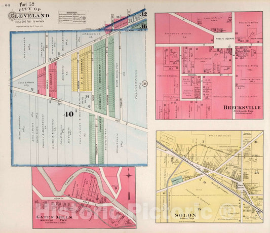 Cleveland, Brecksville, Solon, and Gates' Mills, Ohio - Property Map, 1892
