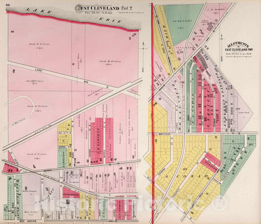 West Cleveland, Ohio - Part 2, 1892 - Historical Map Print