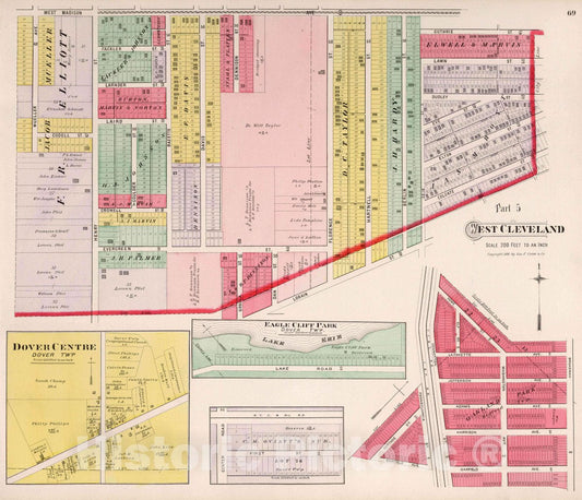 West Cleveland, Ohio - Part 5, 1892 - Historical Map Print