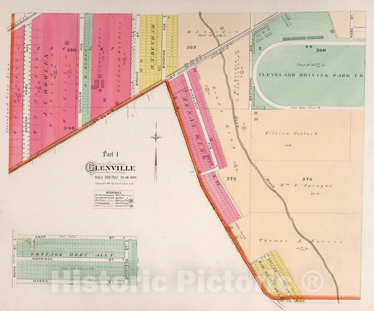 Glenville, Ohio - Property Map, 1892 - Historical Cadastral Print