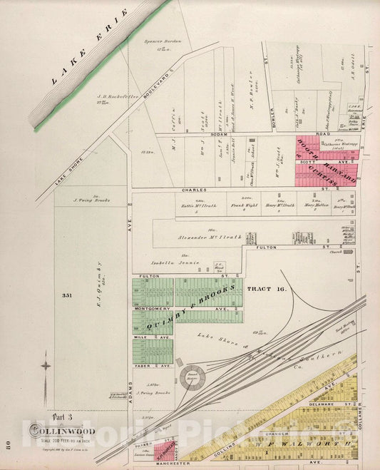 Collinwood, Ohio - Property Map, 1892 - Historical Map Print