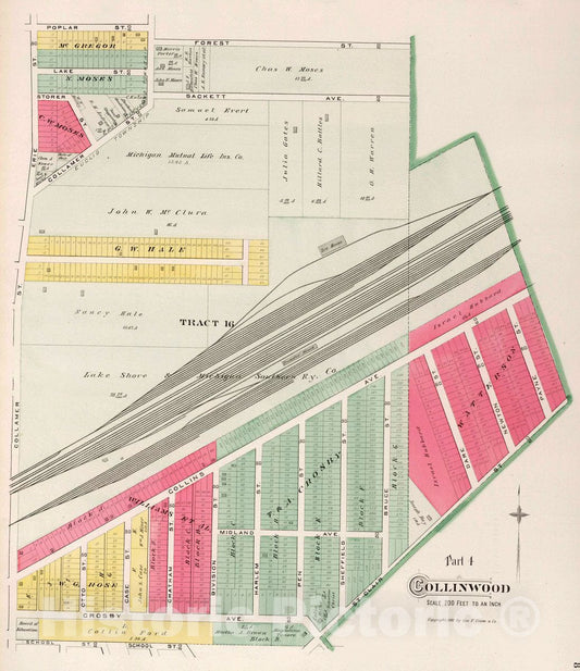 Collinwood, Ohio - Property Map, 1892 - Historical Reproduction