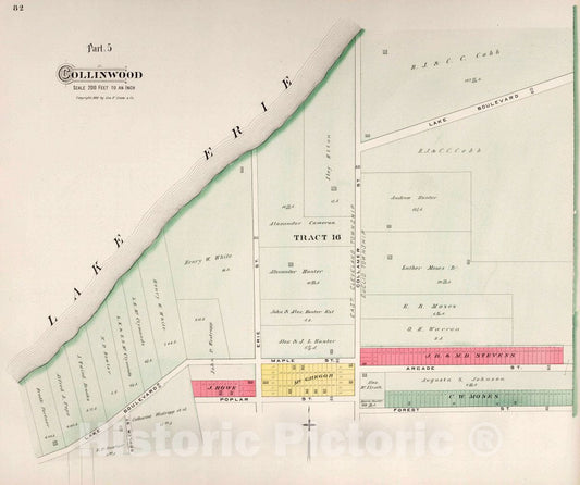 Collinwood, Ohio - Property Map, 1892 - Historical Atlas Print