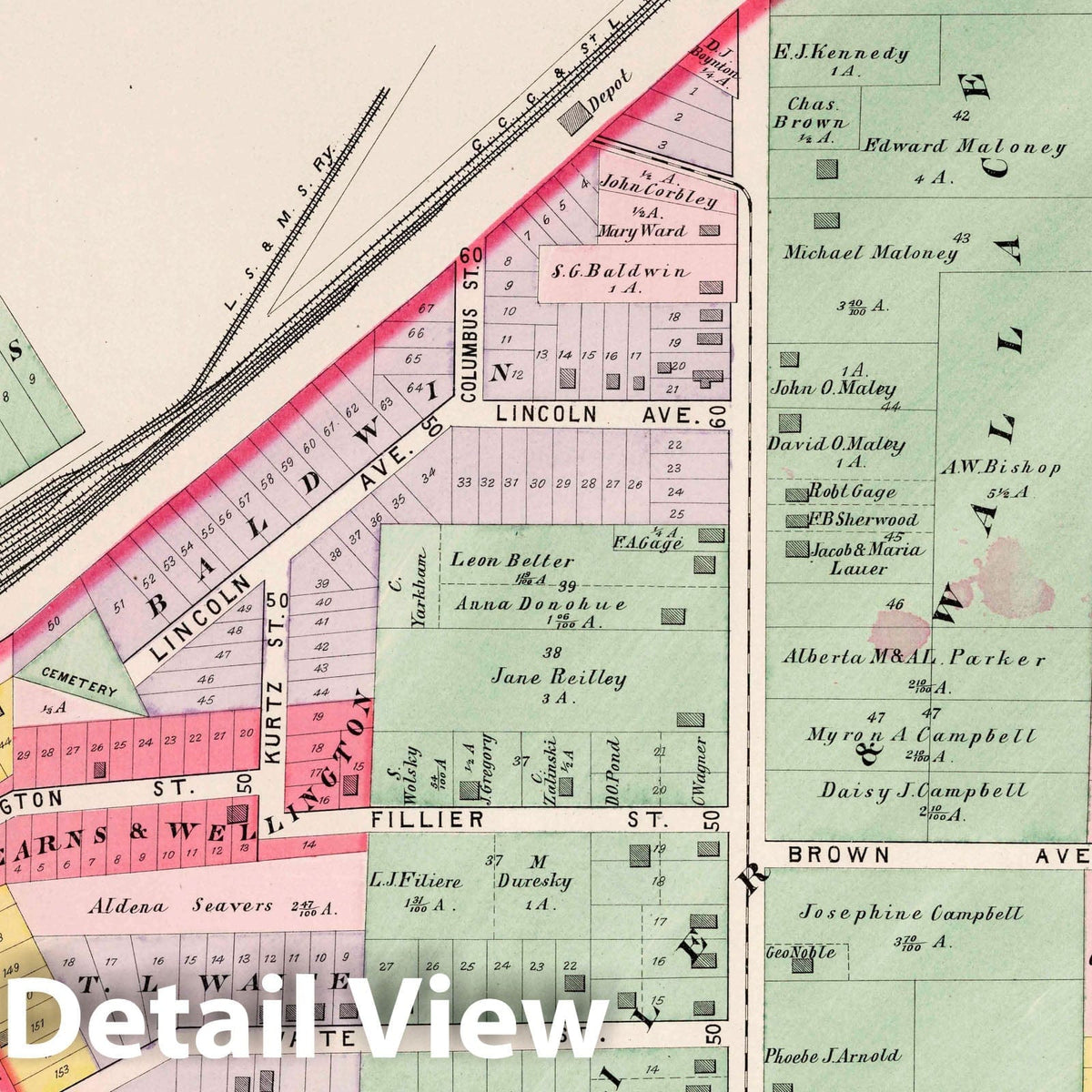 Berea, Ohio - Property Map, 1892 - Historical Map Print