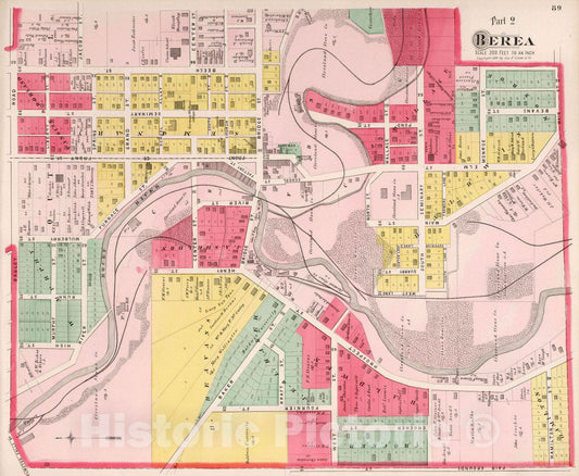 Berea, Ohio - Part 2, 1892 - Historical Map Print from Cram's Atlas