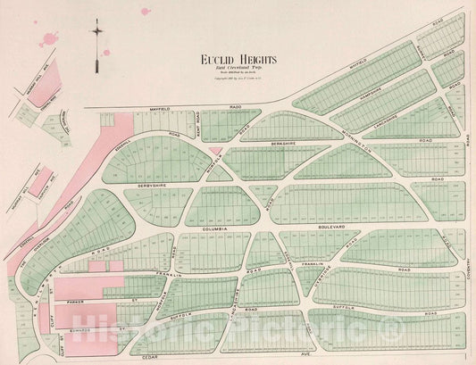 Euclid Heights, Ohio - Property Map, 1892 - Historical Map Print