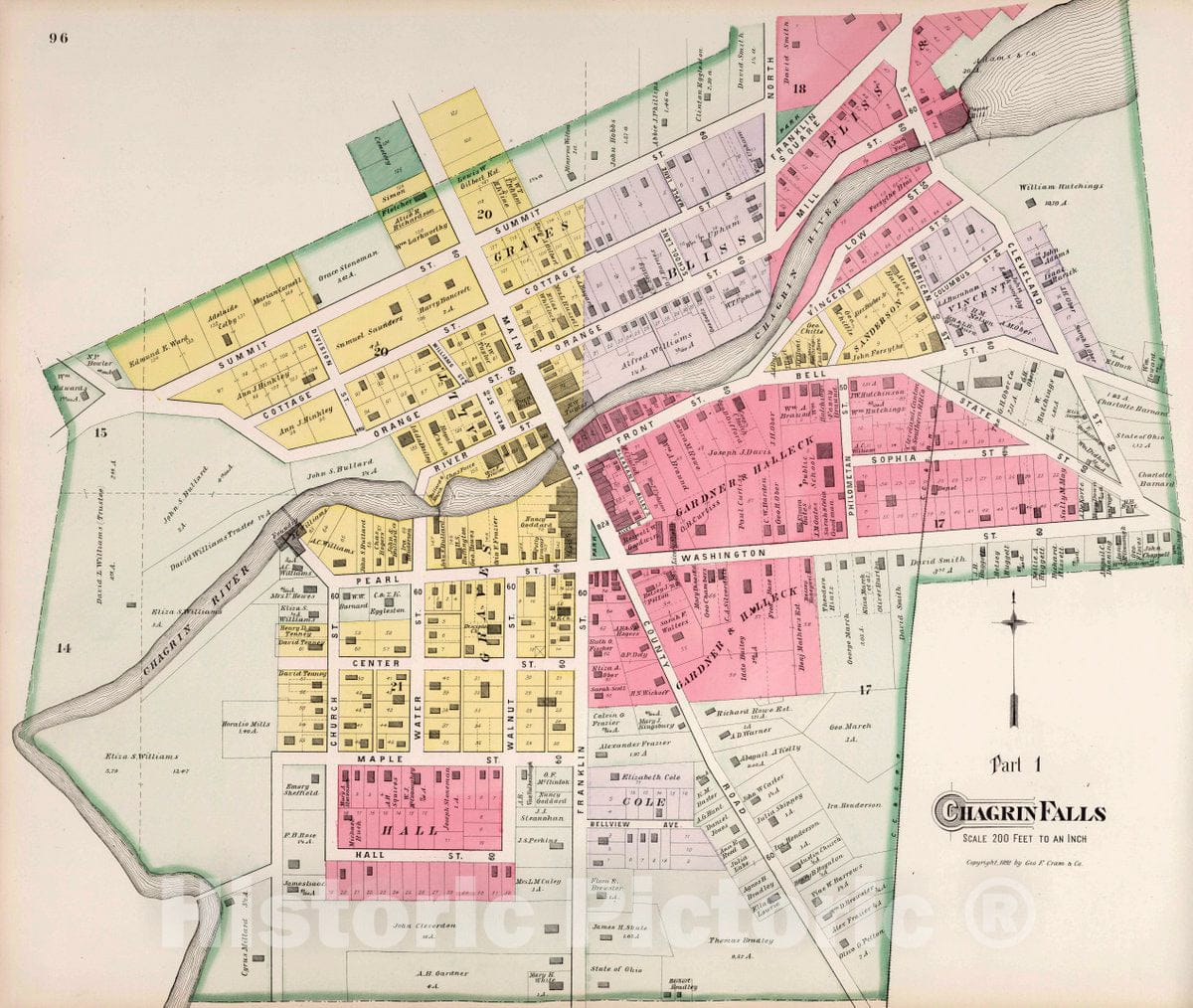 Chagrin Falls Ohio - Part 1, 1892 - Historical Atlas Map Print