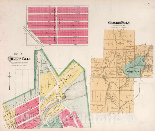 Chagrin Falls Ohio - Part 2, 1892 - Historical Map Print
