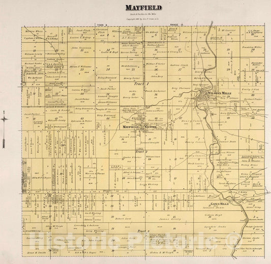 Mayfield, Ohio - Property Map, 1892 - Historical Reproduction