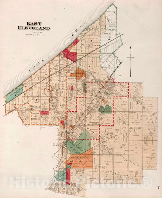 East Cleveland, Ohio - Property Map, 1892 - Historical Map Print